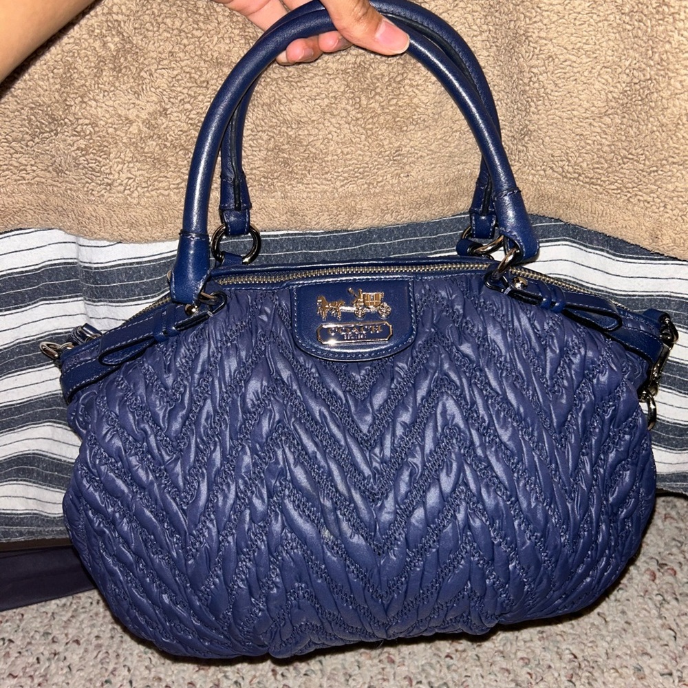 Coach Dark Blue Textured Satchel